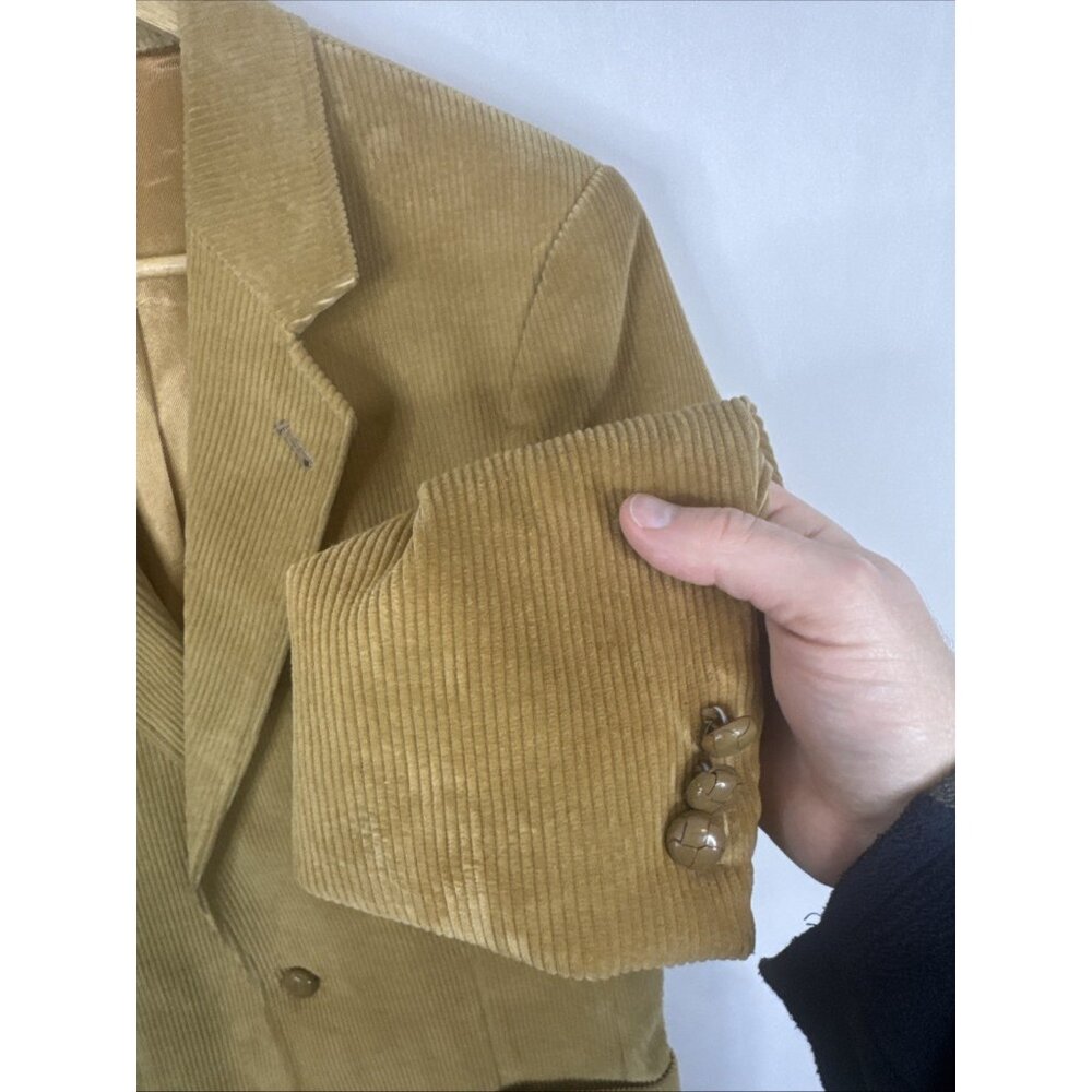 Vintage L-Bar-H Western Corduroy Sport Coat Blazer Tan Western USA Made‎ 38R - Picture 2 of 12